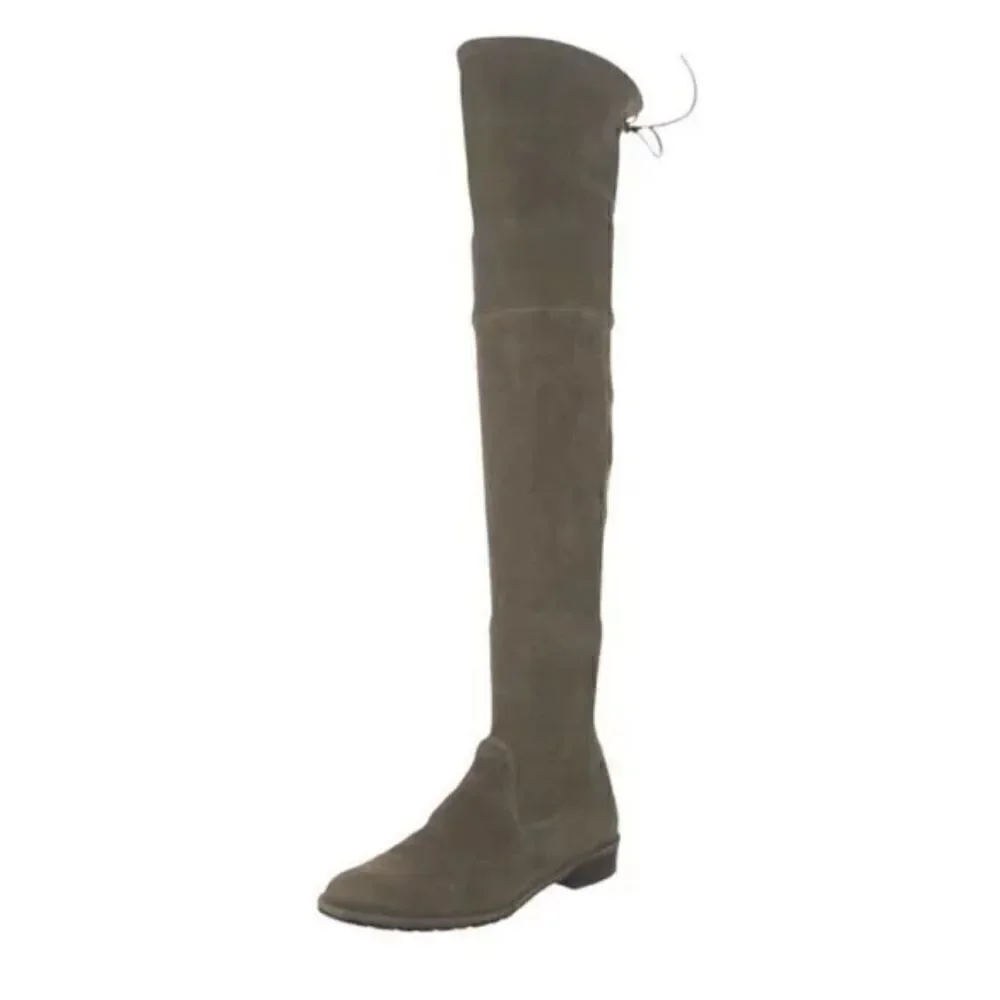 Stuart Weitzman Lowland Loden Green Suede Over The Knee boots